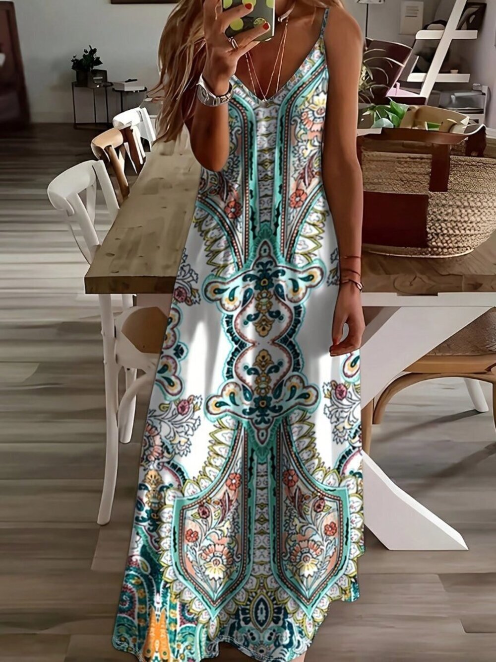 Multicolor Boho Women's Allover Print Cami Dress